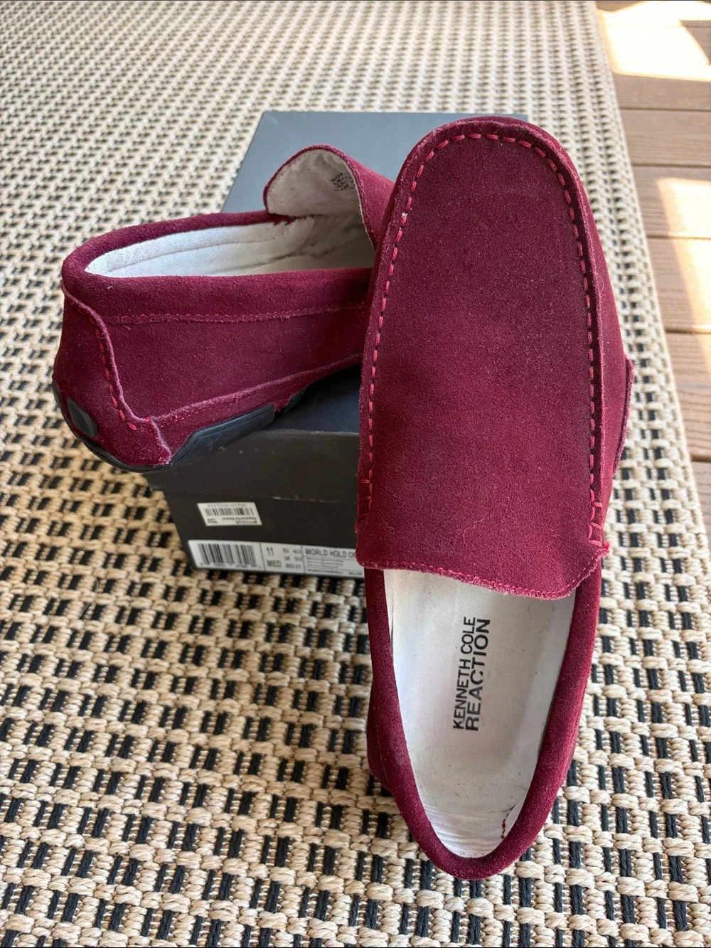 Kenneth Cole Reaction Men's Size 11 Burgundy Suede Slip-On Loafers - Excellent C